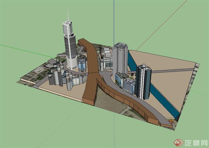 某城市中心综合楼建筑设计su模型(2)
