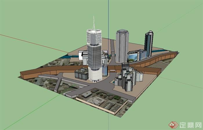 某城市中心综合楼建筑设计su模型(3)