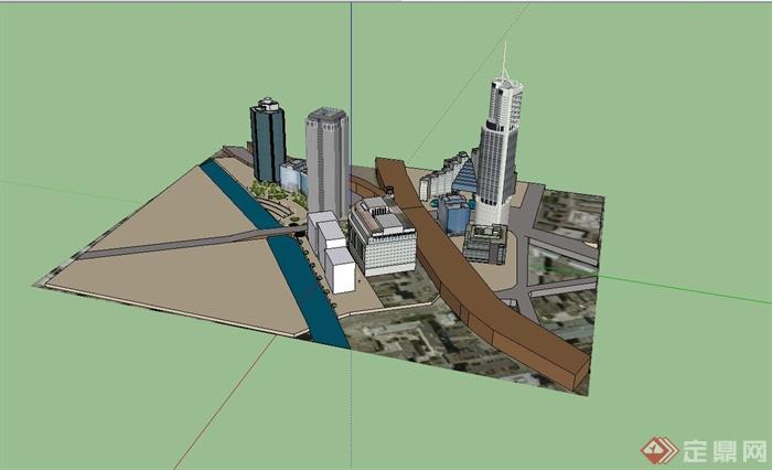 某城市中心综合楼建筑设计su模型(4)