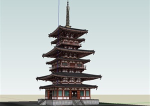 古典中式古塔建筑设计SU(草图大师)模型