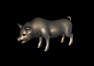 猪形动物雕塑小品设计SU(草图大师)模型