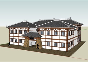 现代中式风格博物馆建筑设计SU(草图大师)模型