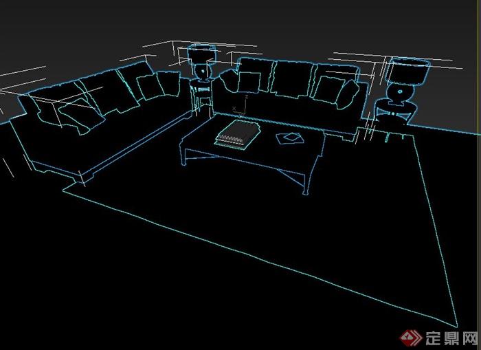 某住宅客厅沙发组合设计3d模型(1)