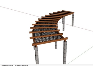 现代木制网状顶廊架设计SU(草图大师)模型