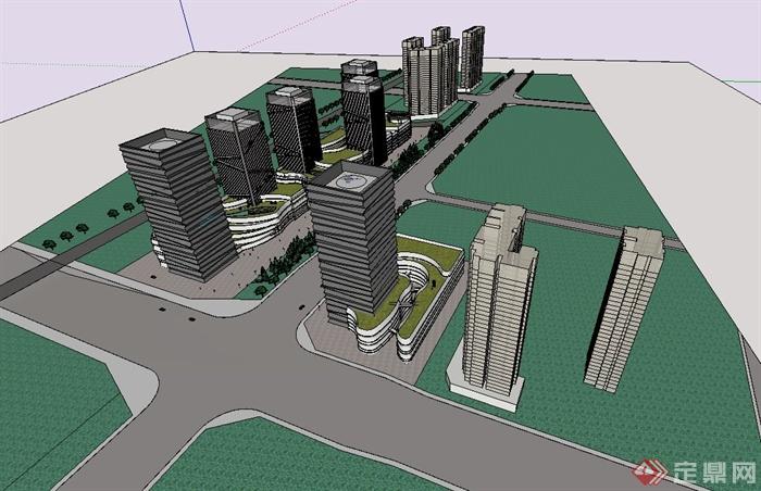 某市中心办公建筑设计su模型(2)