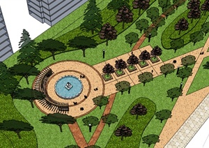 某小区旁边公园设计SU(草图大师)模型