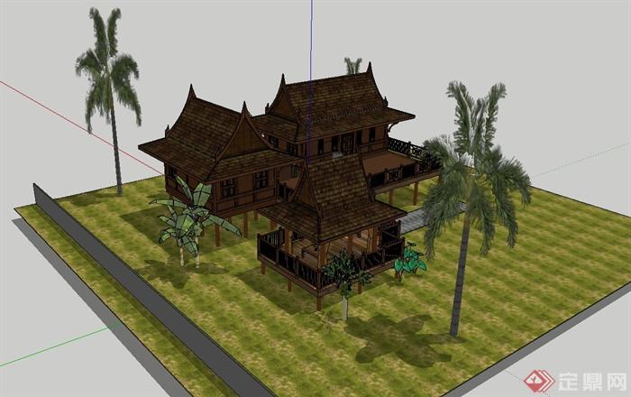 东南亚风格旅游区建筑设计su模型(3)