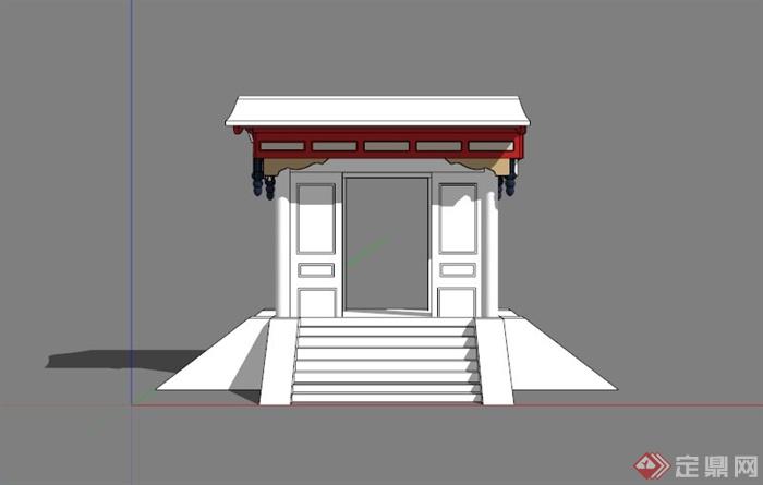古典中式对称大门设计SU模型(3)