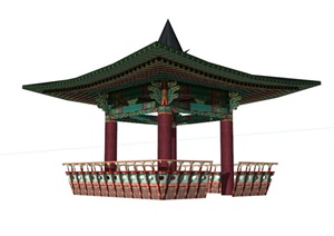 古典中式尖顶亭子景观设计SU(草图大师)模型