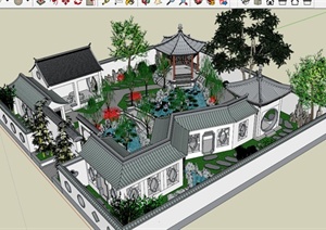 古典园林庭院景观设计SU(草图大师)模型