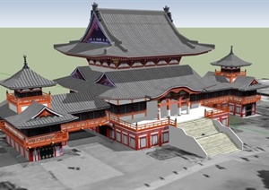 某古典中式文化建筑SU(草图大师)模型