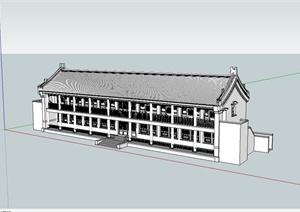 古建办公楼设计SU(草图大师)模型