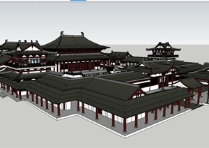 古店中式寺庙建筑设计SU(草图大师)模型