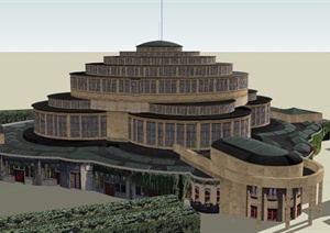 某新古典文化展览建筑设计SU(草图大师)模型素材