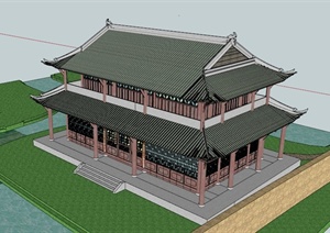 某古典中式文化展览建筑SU(草图大师)模型