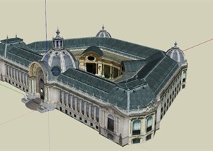 欧式教堂建筑设计SU(草图大师)模型素材