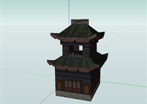 古典中式寺庙亭楼建筑设计SU(草图大师)模型