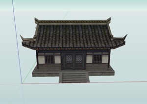 某古典中式寺庙住宅楼建筑设计SU(草图大师)模型