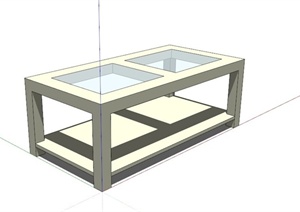 现代简约玻璃面板桌子SU(草图大师)模型
