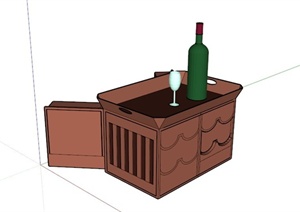木制小型酒柜设计SU(草图大师)模型