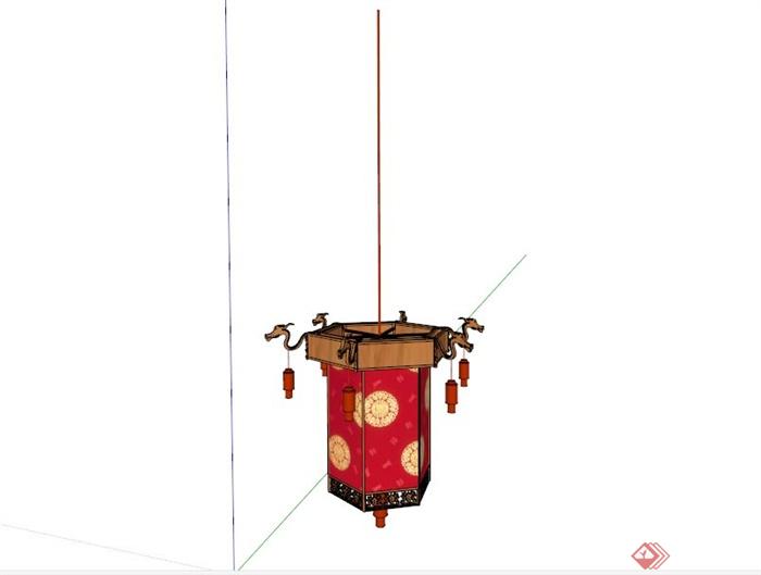 古典中式龙头灯笼设计SU模型(1)