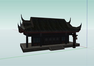 古典中式禅房建筑设计SU(草图大师)模型