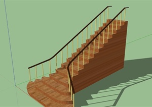 现代简约木楼梯设计SU(草图大师)模型