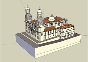 某欧式风格教堂建筑设计SU(草图大师)模型素材