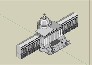 欧式圆顶两层办公建筑SU(草图大师)模型