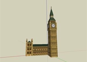 英国大本钟设计及办公楼建筑设计SU(草图大师)模型