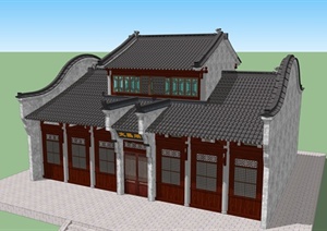 古典中式文昌阁建筑设计SU(草图大师)模型