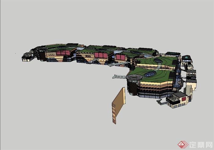 现代精致商业街建筑设计3d模型(4)