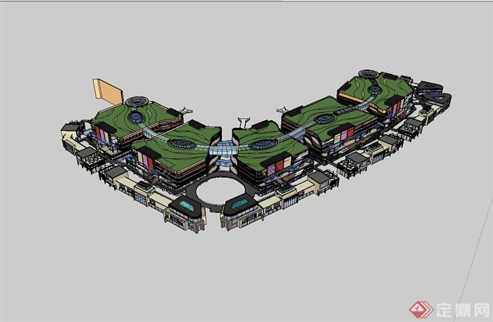 现代精致商业街建筑设计3d模型(3)