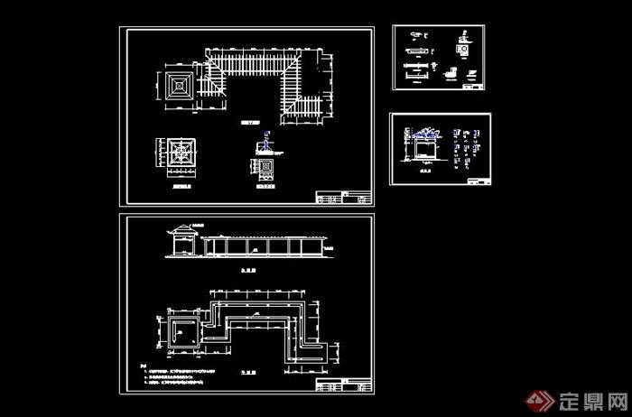 现代木廊架设计CAD全套施工图(4)