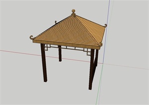 某现代庭院木凉亭设计SU(草图大师)模型
