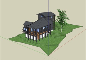 某山地小房子建筑设计SU(草图大师)模型