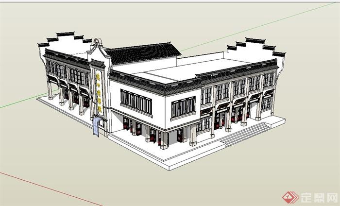 某古典中式风格电影院建筑设计su模型(3)