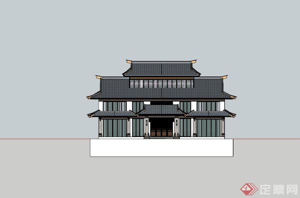 某古典中式创意售楼部设计SU模型(3)