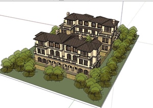 某新古典风格小区住宅楼设计SU(草图大师)模型