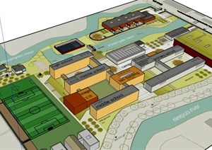 某国外学校校园景观规划设计SU(草图大师)模型