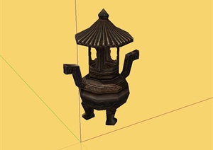 古典中式风格寺庙鼎设计SU(草图大师)模型