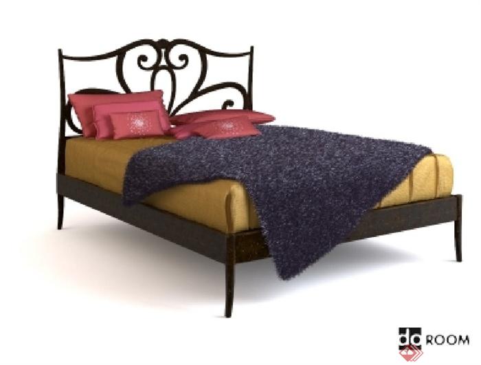 某欧式风格室内床设计3d模型含效果图(1)