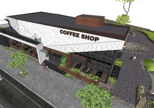 新中式咖啡屋休闲吧SU(草图大师)精致设计模型