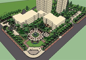 欧式住宅景观、小区景观规划设计SU(草图大师)精美模型