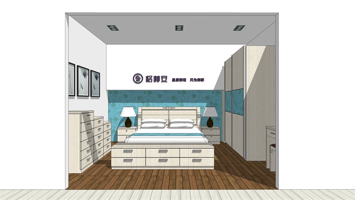 床上用品专卖店（SU+CAD+效果图）(10)