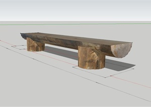 精致木质条凳设计SU(草图大师)模型