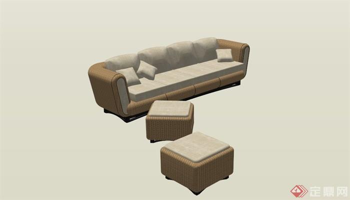 藤制沙发组合设计SU模型(1)