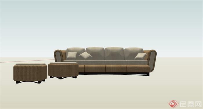 藤制沙发组合设计SU模型(3)
