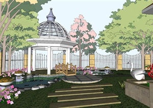 某欧式庭院花园景观SU(草图大师)模型