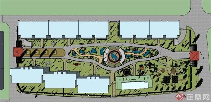 小区住宅景观设计规划SU模型(2)